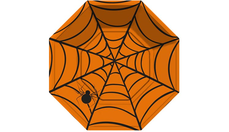 HALLOWEEN%20ÖRÜMCEK%20TURUNCU%20SEKİZGEN%20TABAK%2023CM%20(8AD)